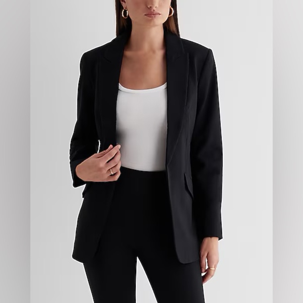 Express Columnist Open Front Boyfriend Blazer - Picture 2 of 7